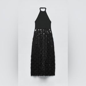 Zara sequin halter neck midi dress LIMITED EDITION